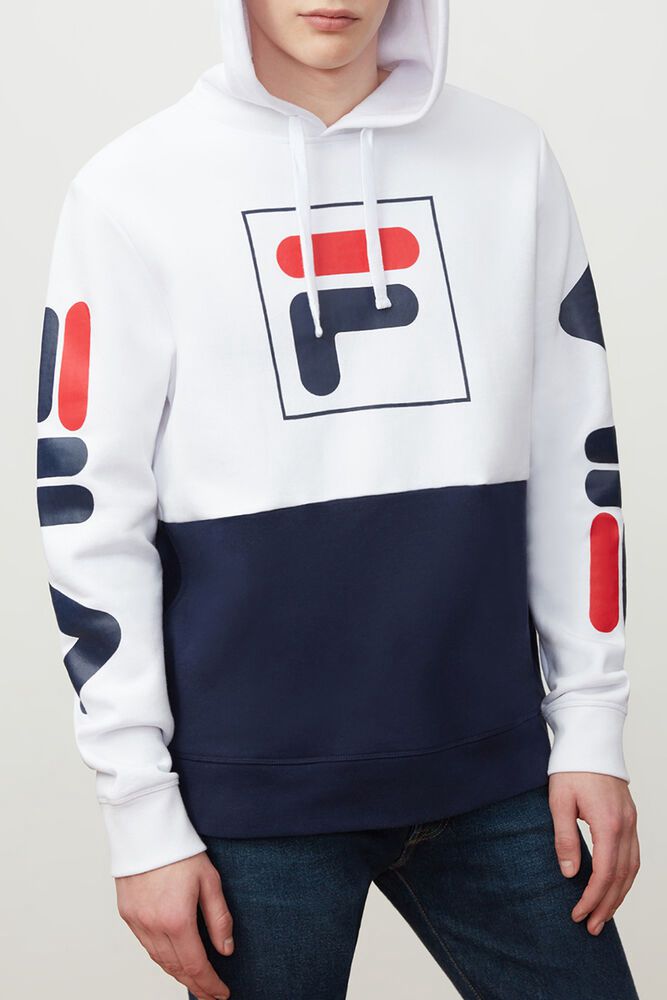 Fila Hoodie Marzio Mens White/Navy - India MUH-312860